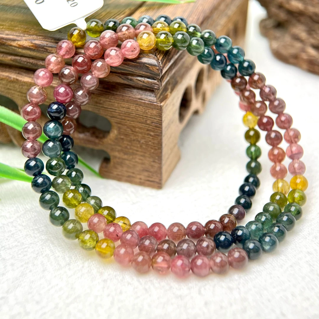 老矿碧玺多圈手串4mm+FX-4409