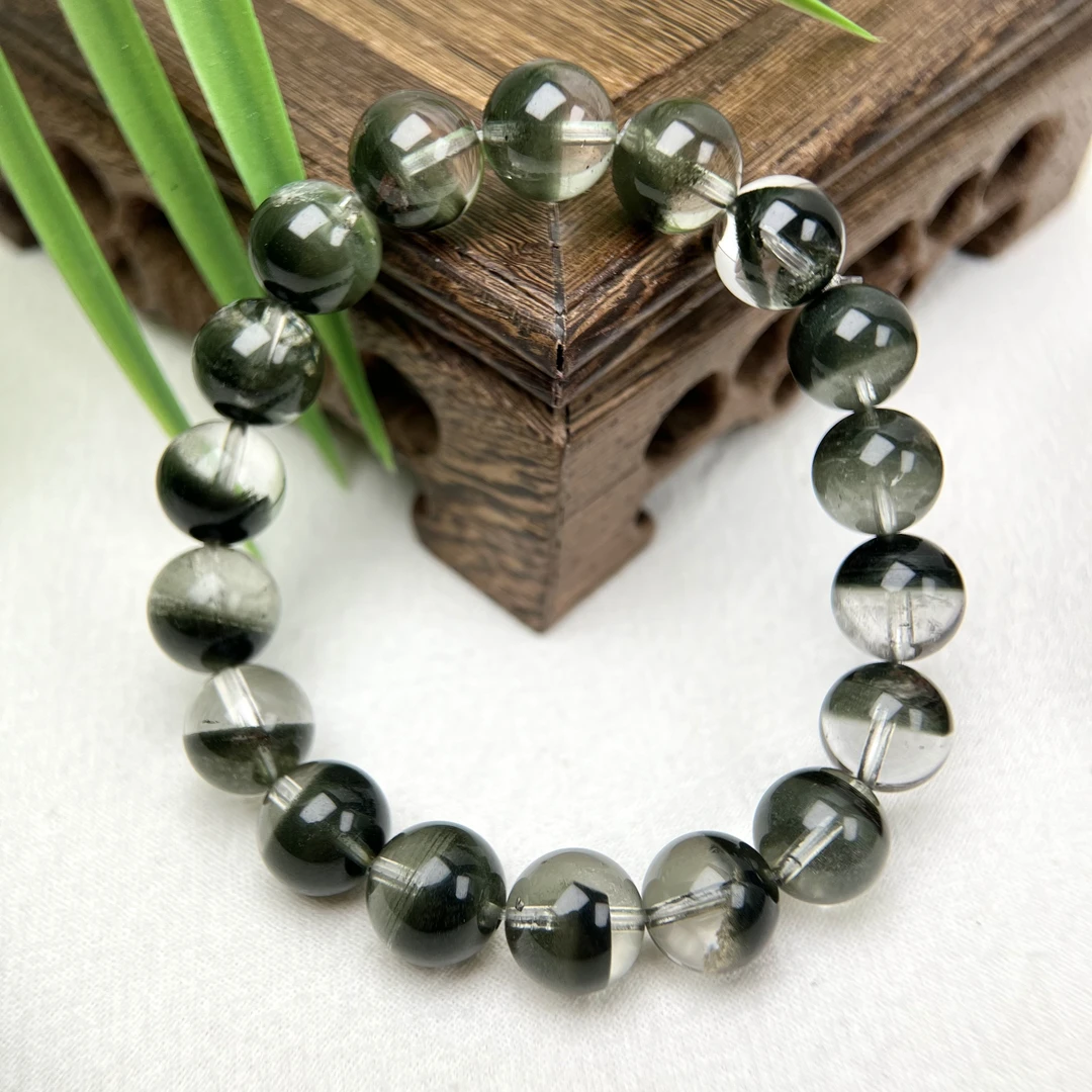 高品质天然绿幽灵聚宝盆圆珠单圈手串 7-15m+ 合集  FX-5202