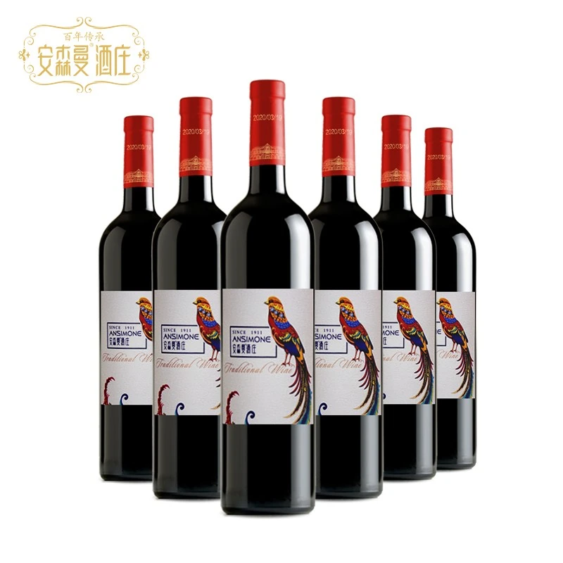 安森曼原酿传统红葡萄酒750ml*6支整箱装甜葡萄酒红酒甜型甜红酒
