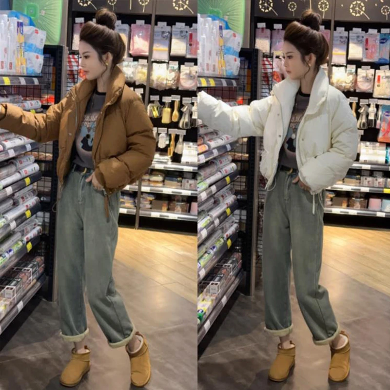 韩版小个子立领棉服2023冬季新品短款休闲百搭面包服上衣外套棉衣