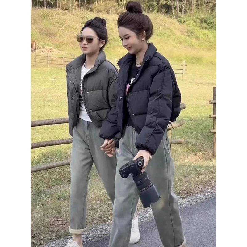 休闲棉服女短款小个子2023冬季新款韩版宽松加厚棉衣面包服外套