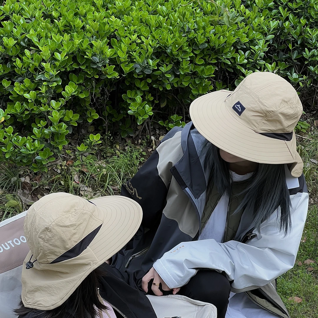 亲子儿童速干帽子男女孩夏季防晒帽大帽檐遮阳帽太阳帽大童渔夫帽