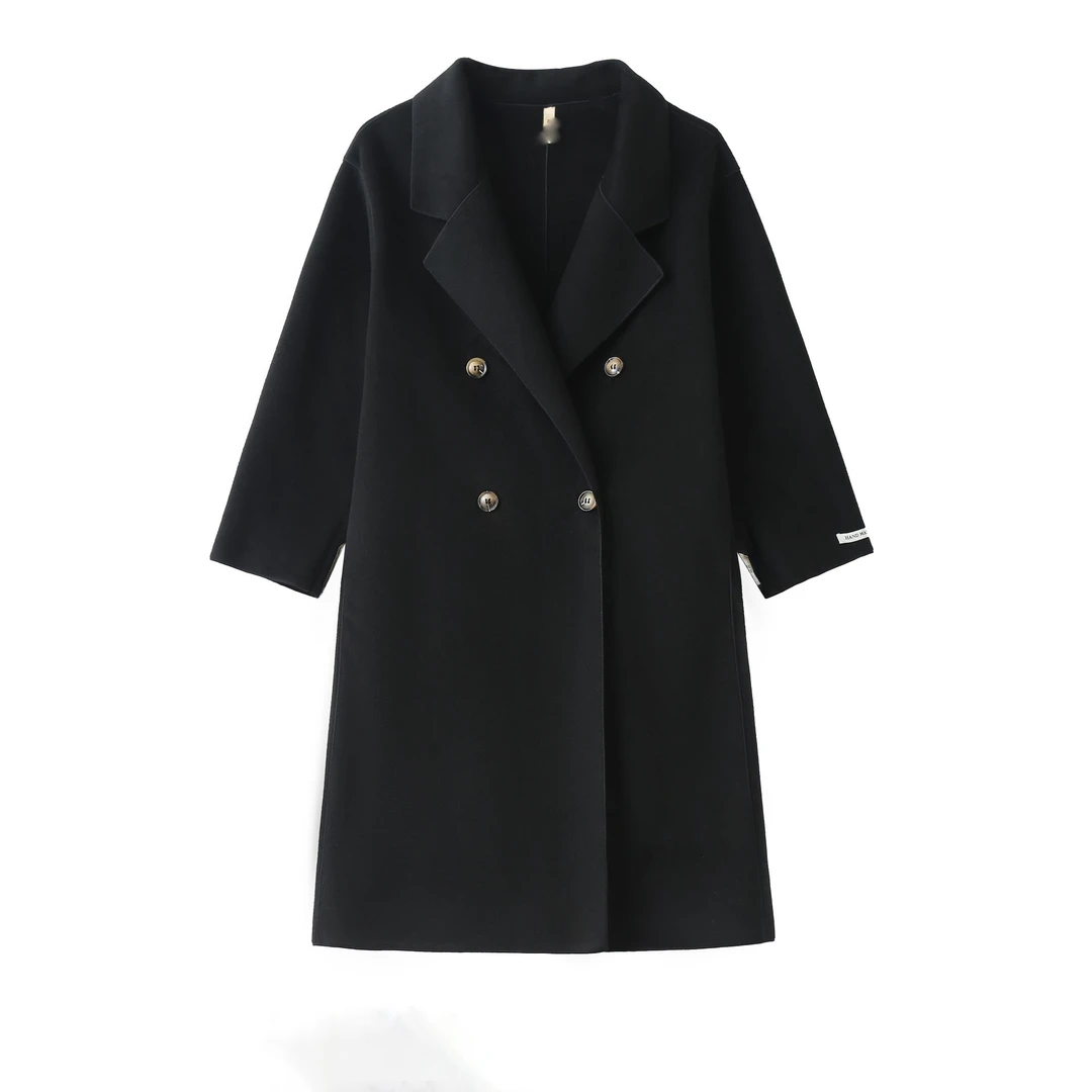 双面绵羊毛 秋冬新款短款双面大衣小个子时尚外套长款毛呢2313