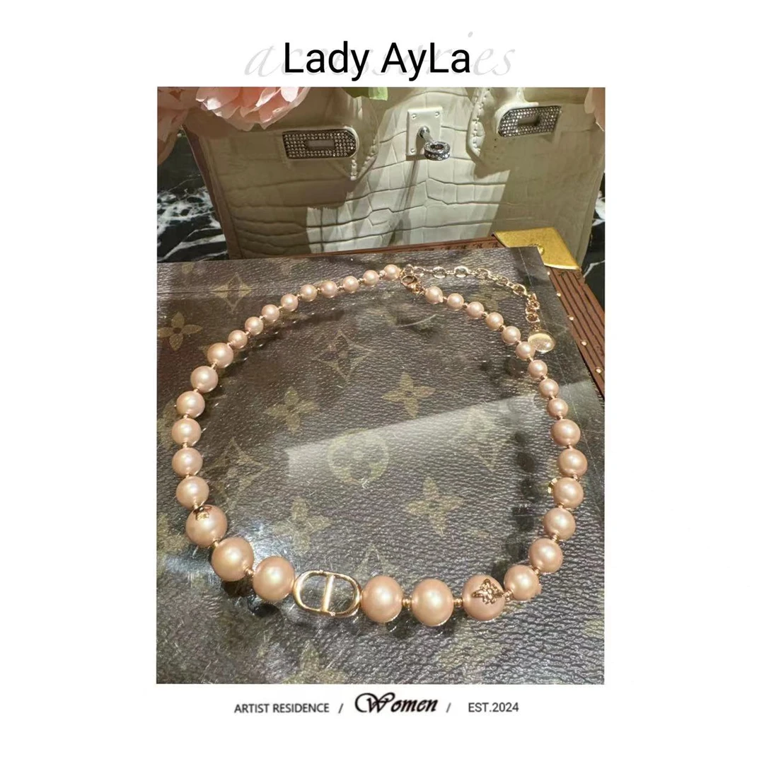 铜合金仿珍珠项链 铜合金仿珍珠吊坠 CD猪鼻轻奢时尚项链AL960