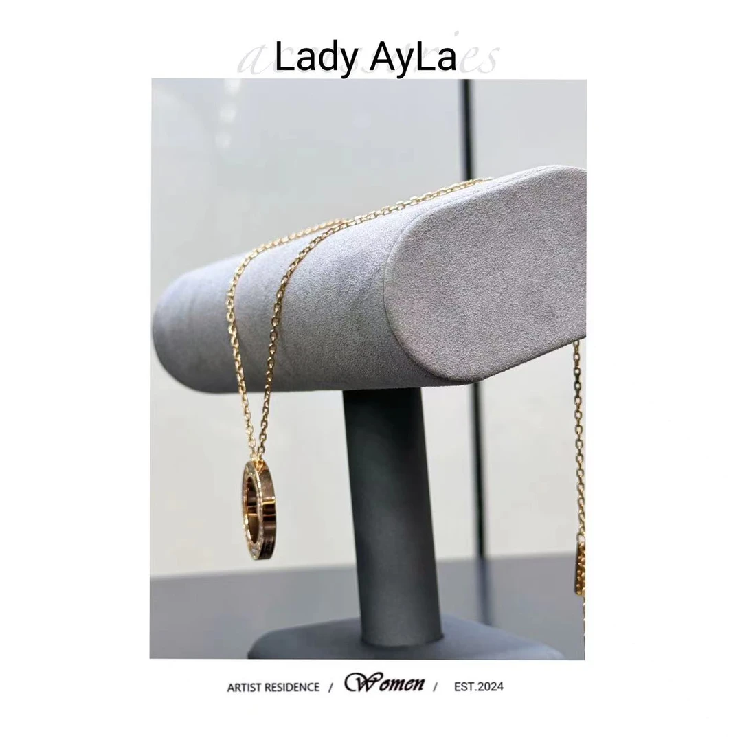 铜合金合成锆石项链 大饼时尚小众精致项链AL211