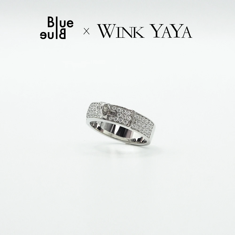 925银合成锆石戒指 皮带拉环简约高级戒指AL791