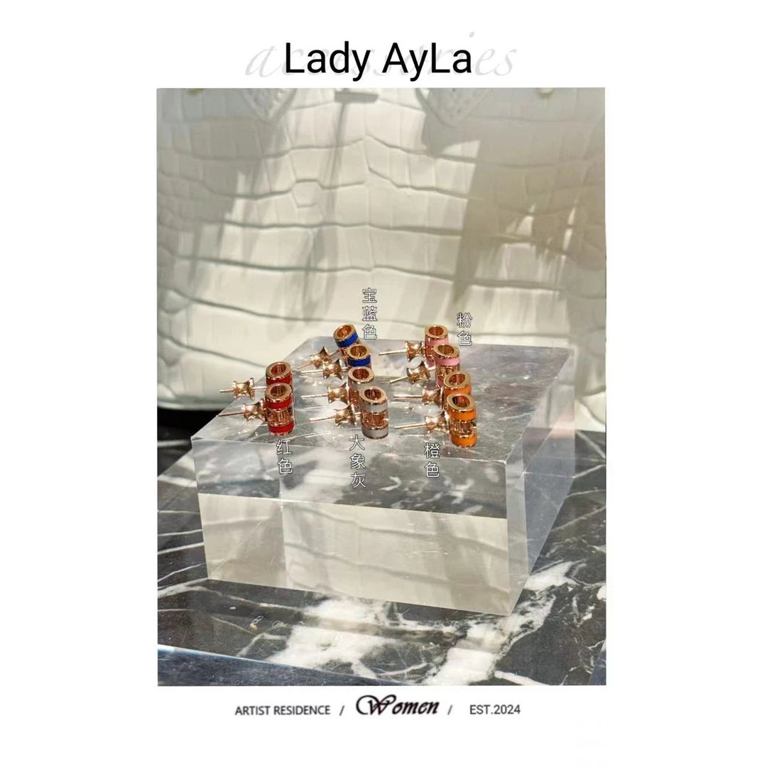 925银珐琅耳饰 字母H时尚耳钉百搭AL102/AL580