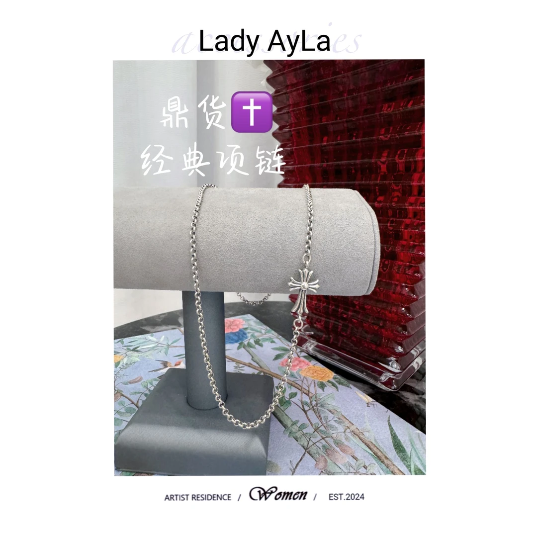 坠链均925银 手工轻奢百搭简约素款克克十字架项链ALK60