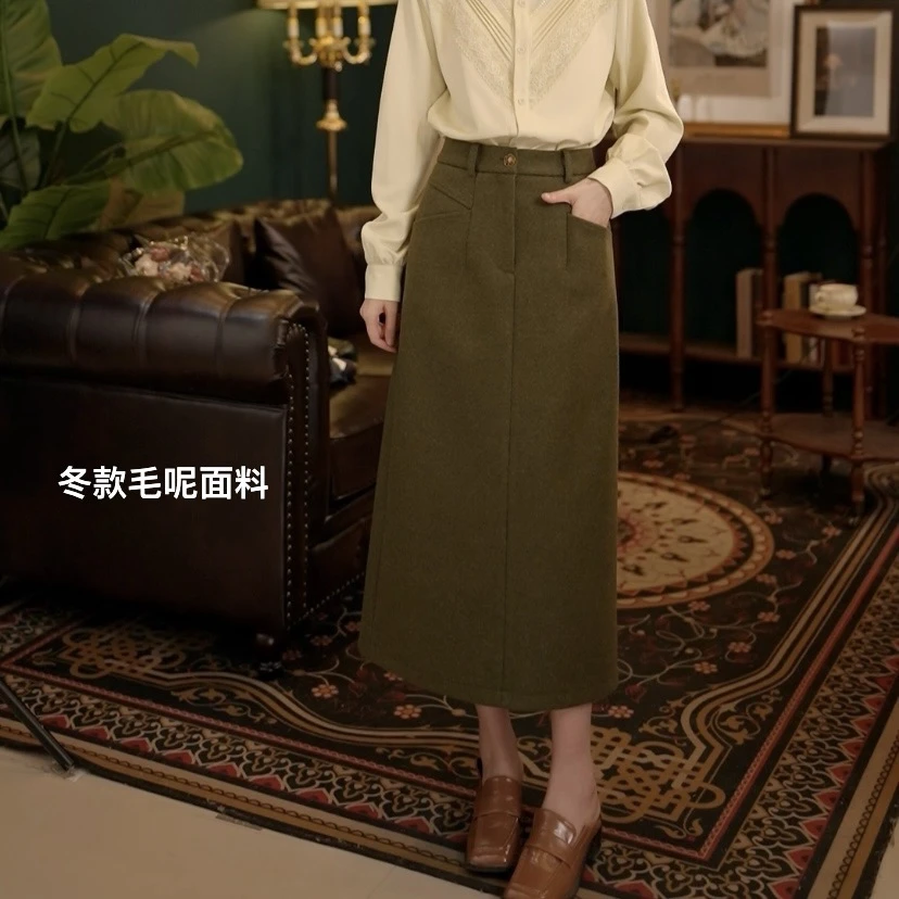 琦琦【悠闲派】港风高腰百搭复古半身裙裙子YE0706027