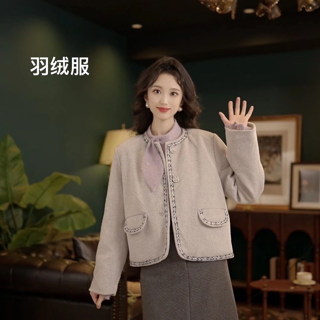 琦琦【困感来袭】秋冬港风复古高级时尚气质修身羽绒服YX9019339