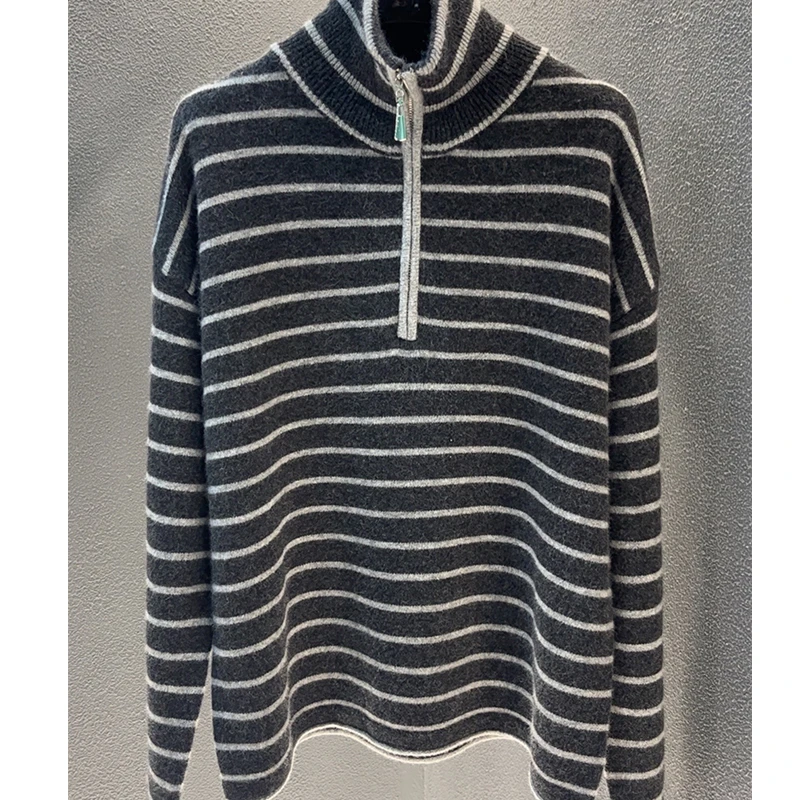 【济州岛】气质拉链高级针织衫上衣女