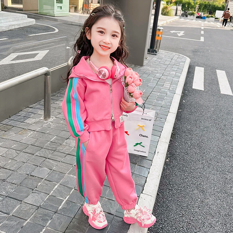 女童春秋运动套装韩版3女孩春秋洋气时尚运动裤小童网红2女宝时髦
