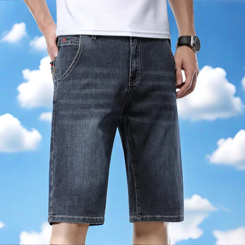 夏季薄款男士短裤宽松直筒弹力牛仔裤男款五分裤爆款2024新款中裤