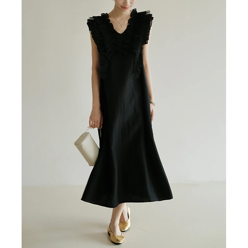 2024夏季新款轻奢小众高级感女装复古宽松时髦舒适海边度假连衣裙