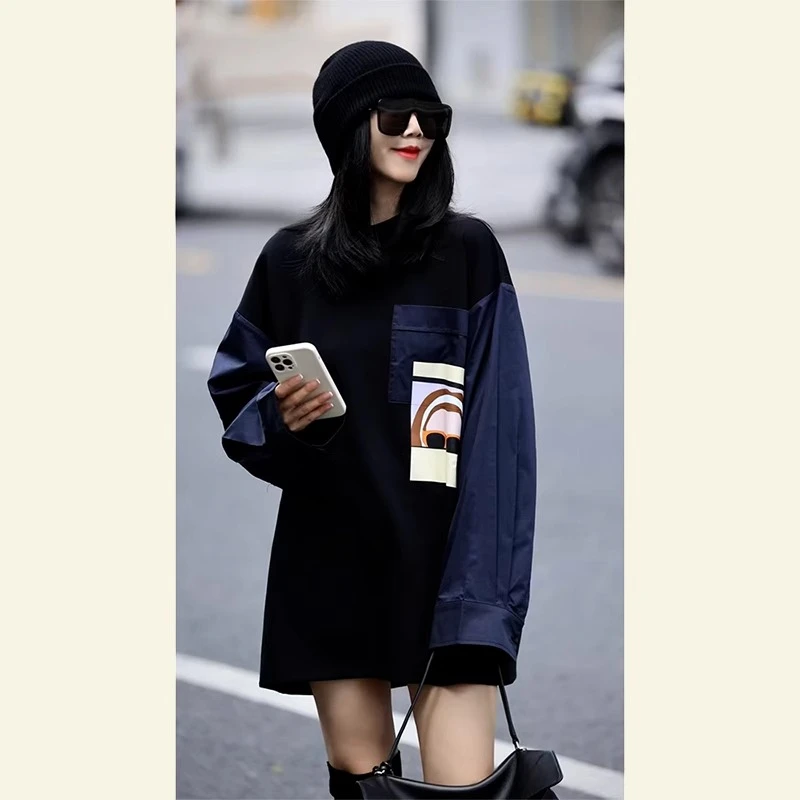 2024秋季新款高级感超好看独特别致绝美上衣不撞款宽松黑色卫衣女