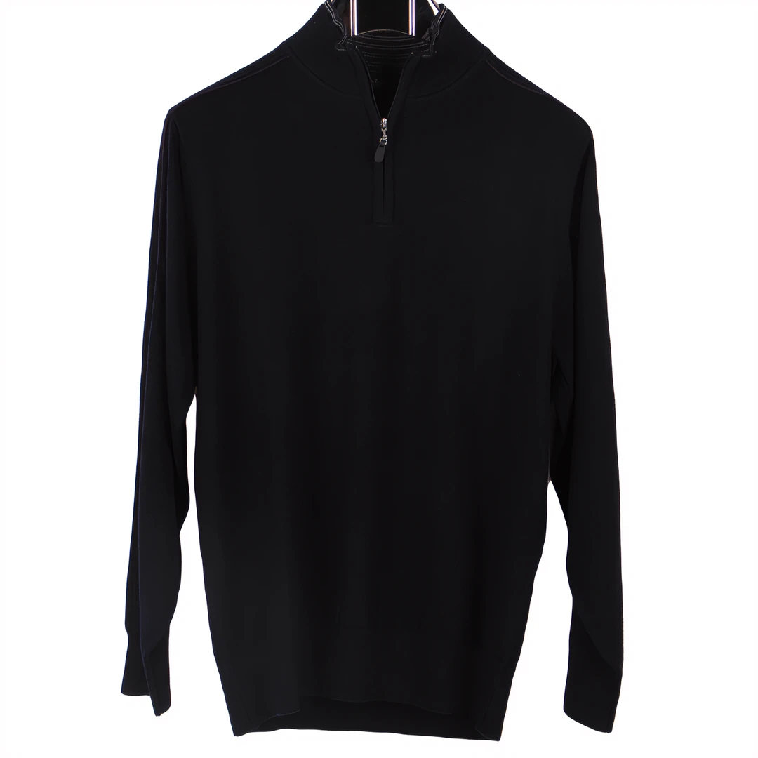 高奢休闲男士羊毛羊绒针织立领秋冬纯色长袖时尚百搭半拉链打底