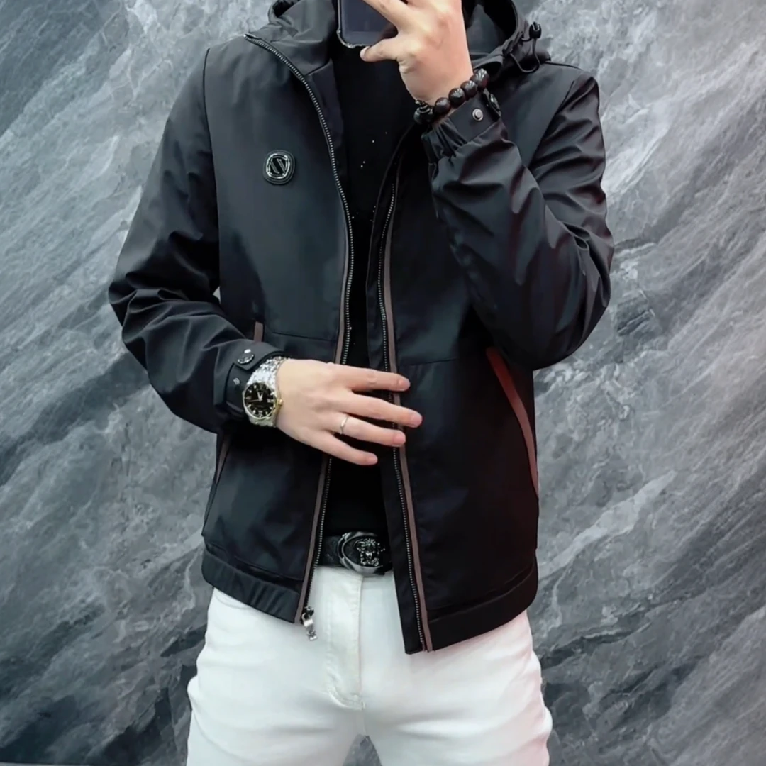 【高品质】欧货外套男款春秋百搭休闲连帽外套男款服装专卖