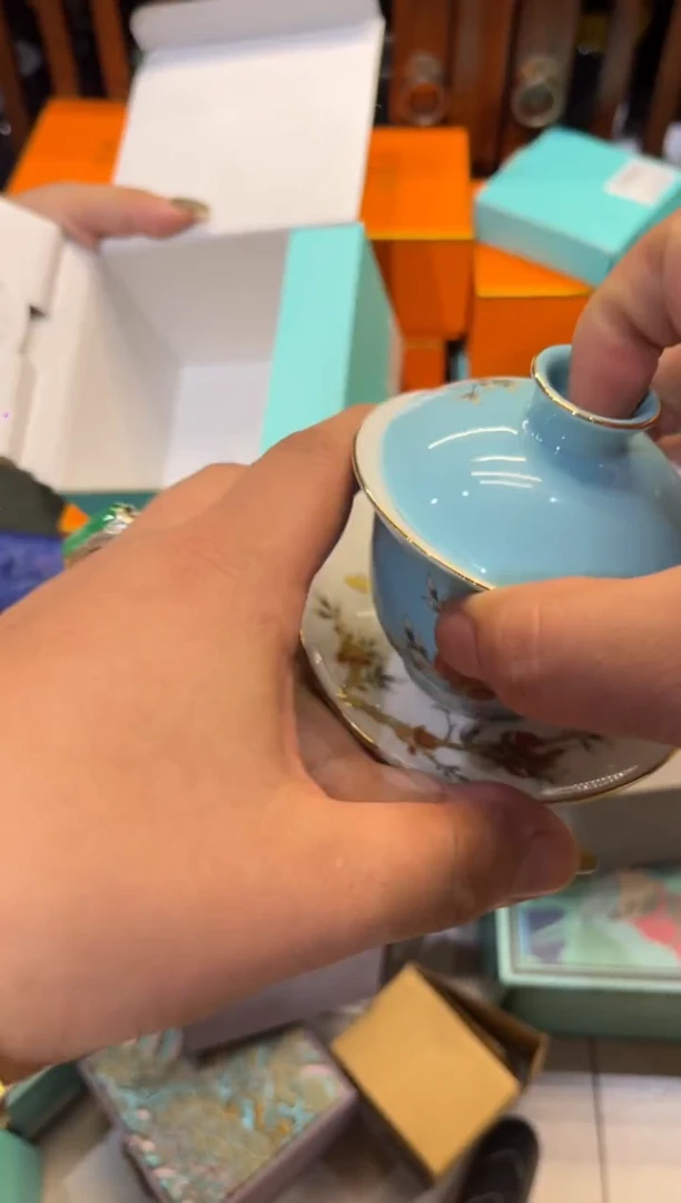 【闪购商品】蓝石榴盖碗茶具茶具