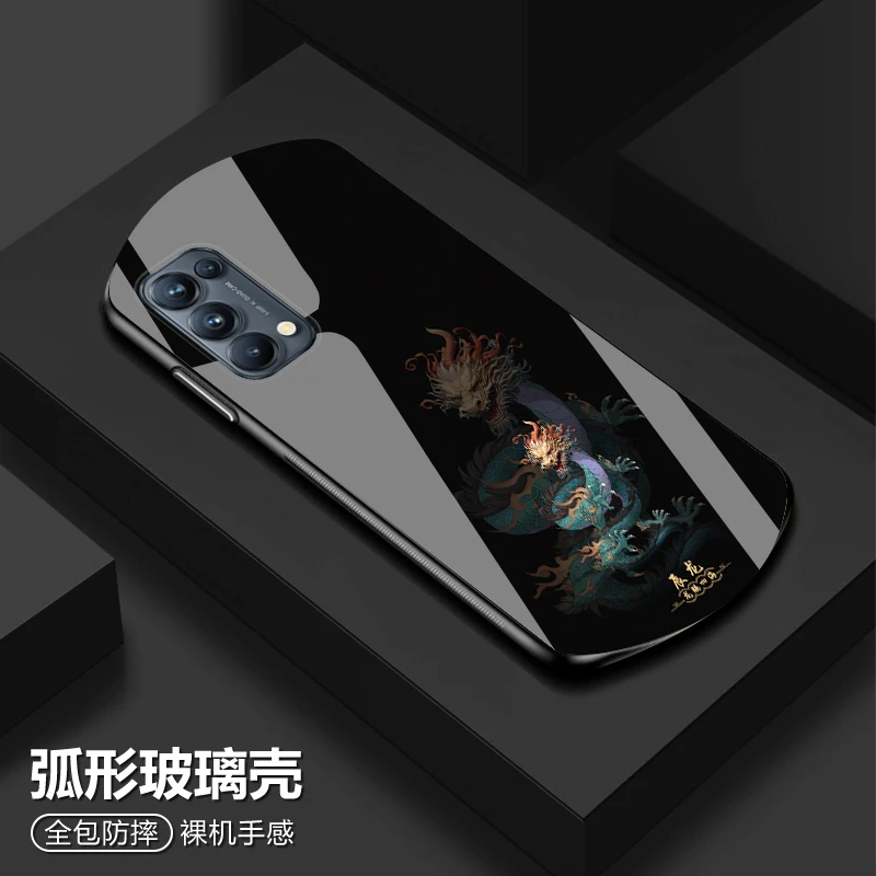 OPPO Reno5Pro国风十二生肖手机壳弧形玻璃高颜值防摔保护套