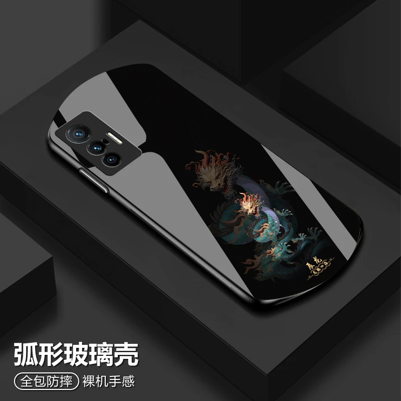 vivo X70国风十二生肖手机壳弧形玻璃高颜值防摔保护套