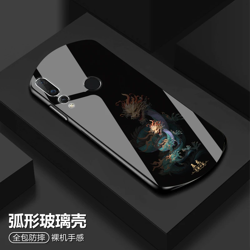华为Nova4国风十二生肖手机壳弧形玻璃高颜值防摔保护套