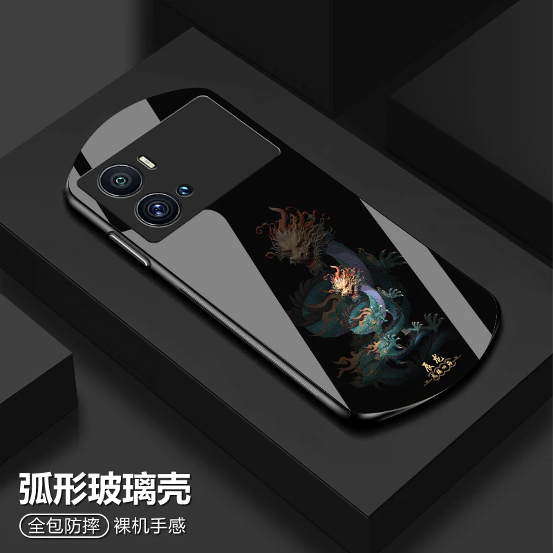 iQOO9国风十二生肖手机壳弧形玻璃高颜值防摔保护套