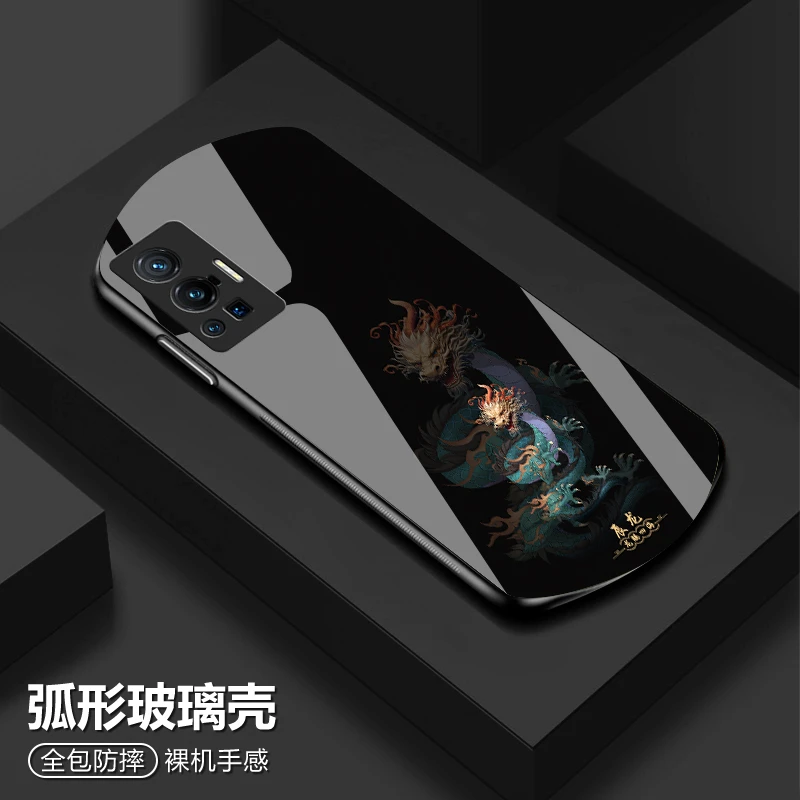 vivo X70Pro国风十二生肖手机壳弧形玻璃高颜值防摔保护套