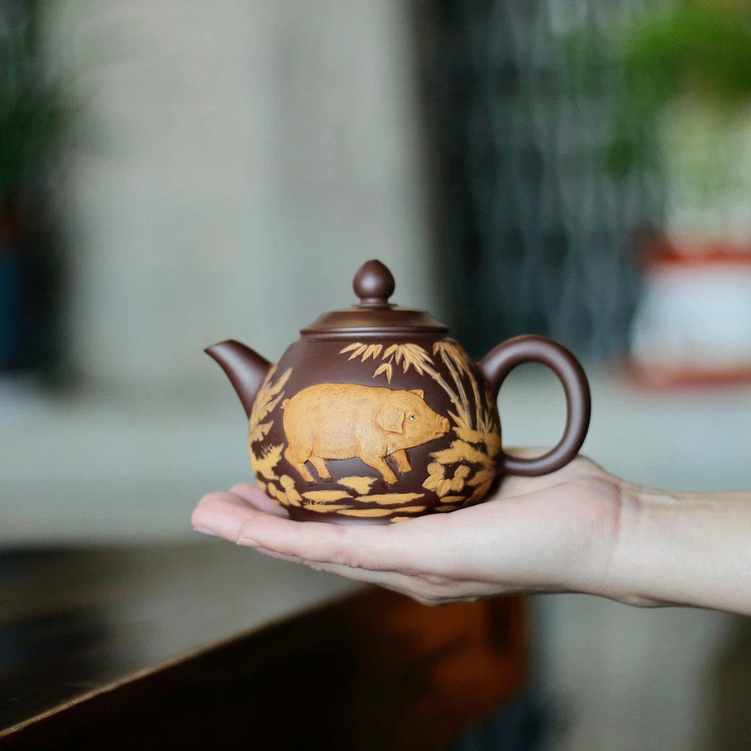 台湾匠人陈泰源老师（生肖猪）茶壶纯手工
