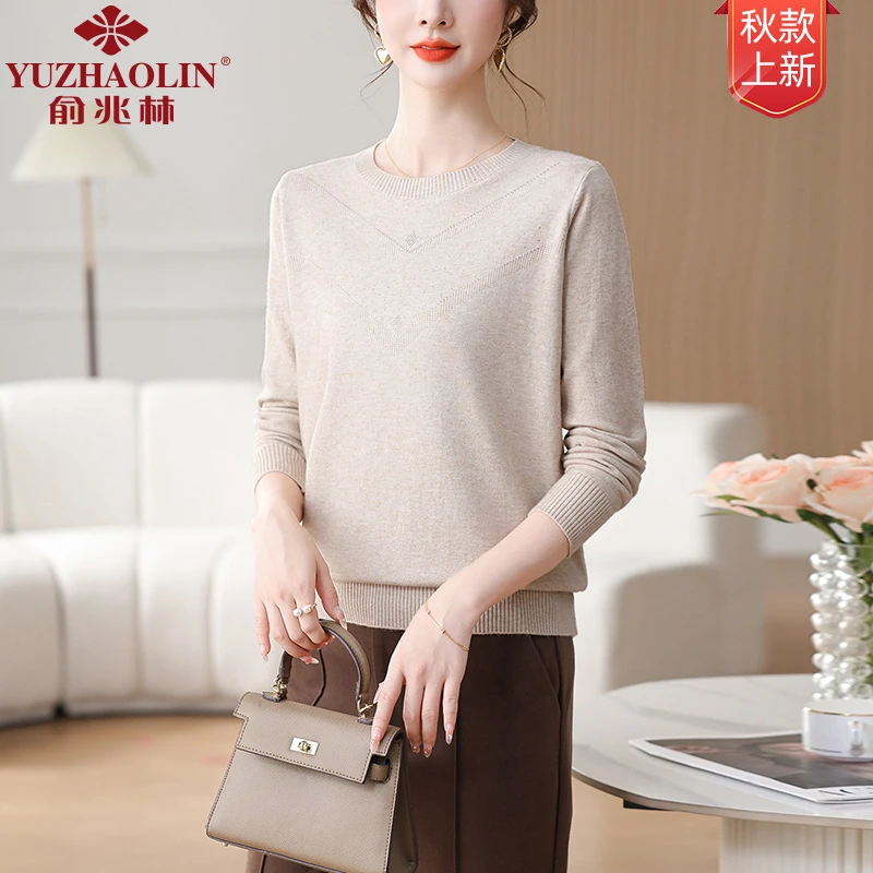 俞兆林25年春季新款洋气减龄气质宽松一体绒保暖针织衫妈妈装