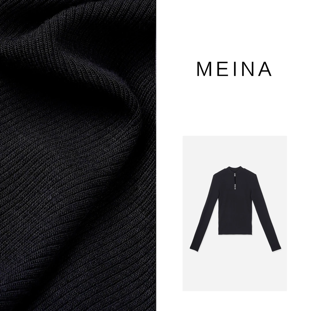 MEINA【胶片日记】黑色半高领打底衫女秋冬毛衣新款慵懒风打底上衣