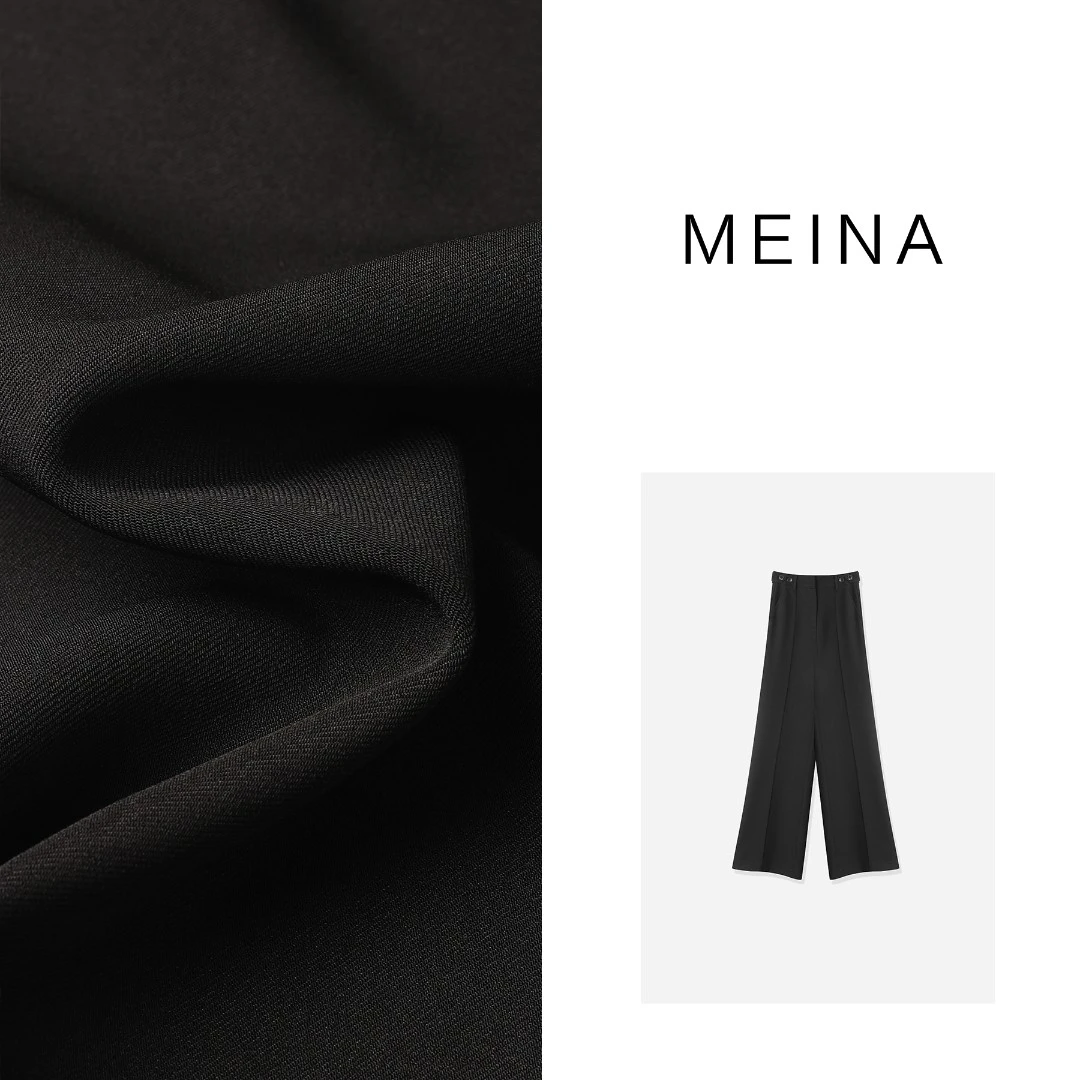 MEINA【慕尼黑夜】黑色西装裤女秋冬2023新款窄版阔腿裤高腰直筒裤