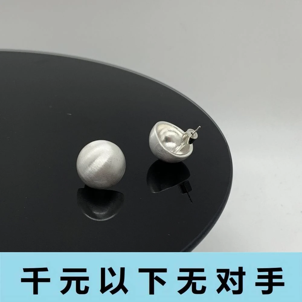 铜合金合成锆石耳饰 ed474 明月耳钉白金色