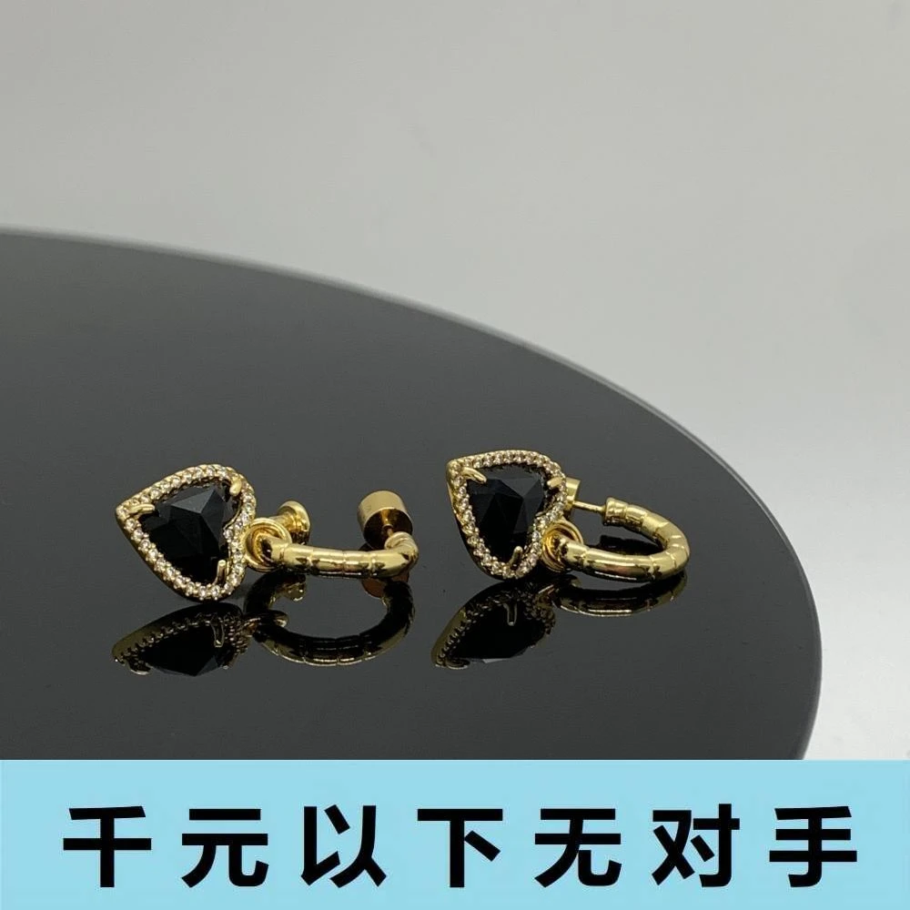 铜合金合成锆石耳饰 ed508 黑桃A黑桃A耳钉