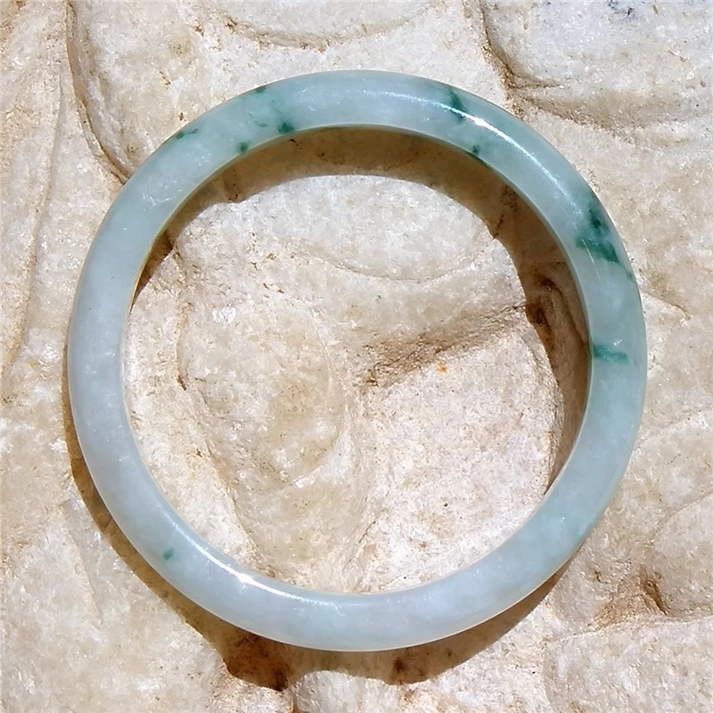 上一弦4517天然A货缅甸老坑正阳绿飘花翡翠手镯子水头好带证书52