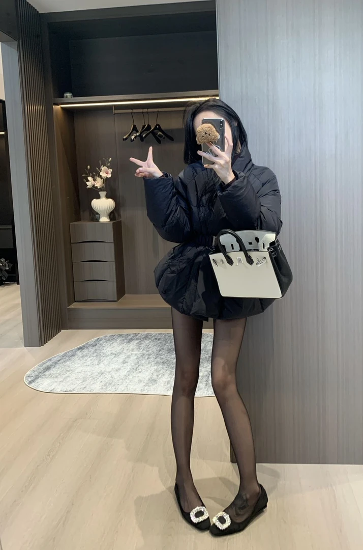 2024新款90鸭绒羽绒服24813小众腰带收腰设计气质名媛