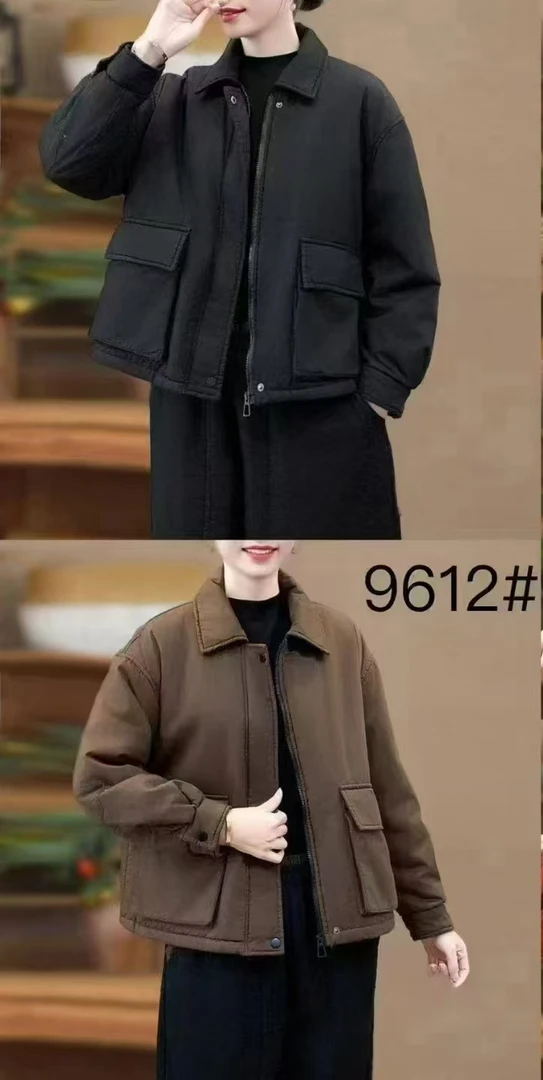 【清版特价】9612纯色加绒加厚休闲百搭短款简约棉服