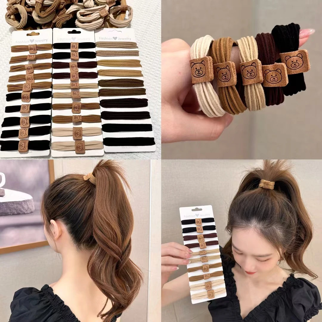 时尚可爱小熊标高弹力不伤发头绳扎马尾无痕发圈
