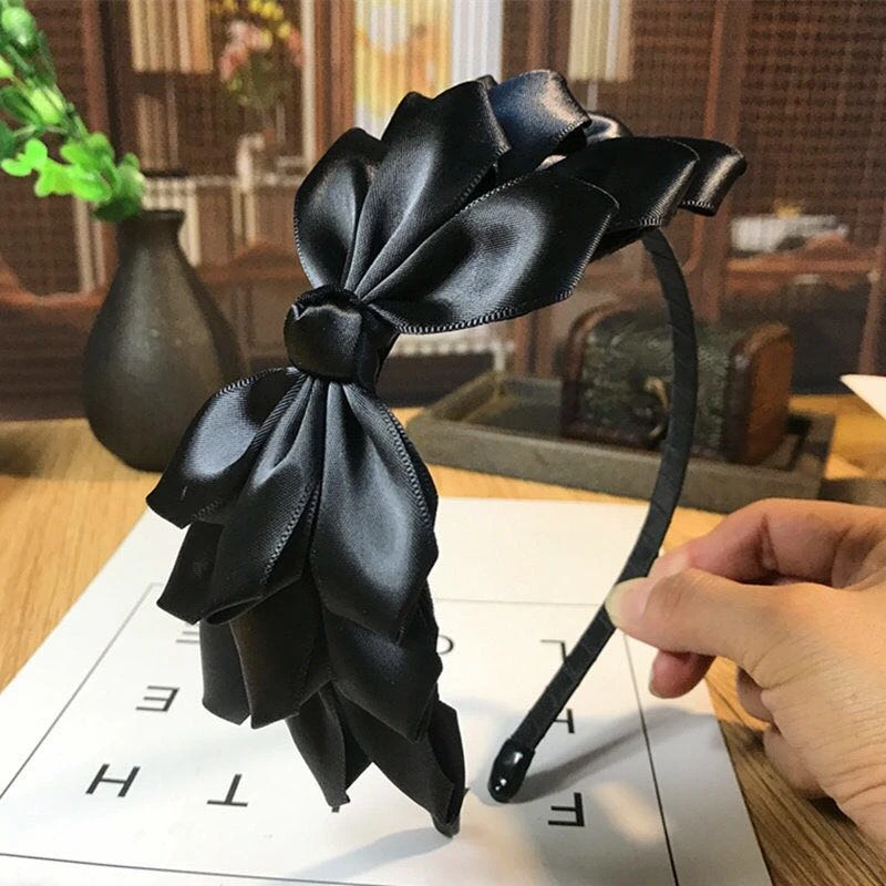 非金属亚克力发饰 日韩国布艺发饰大蝴蝶结带齿发箍宽边显脸小女