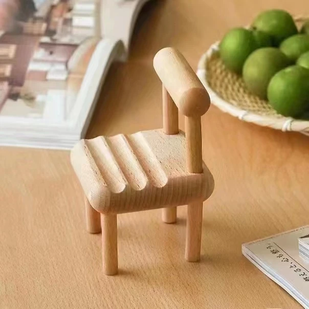 懒人支架实木桌面小椅子摆件工艺品创意底座凳子迷你支架