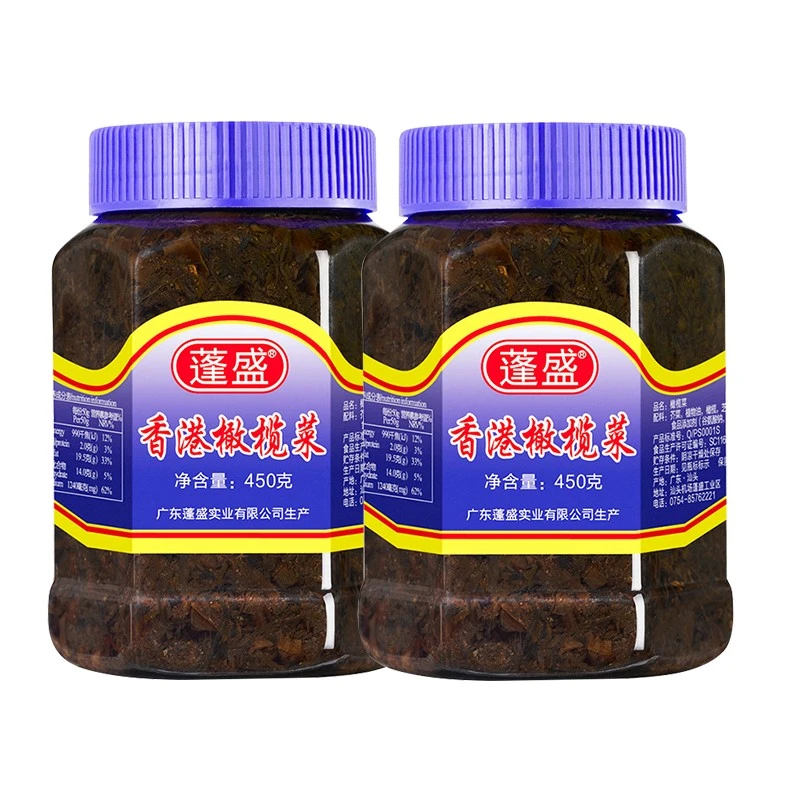 蓬盛橄榄菜】大瓶装450g正宗潮汕特产传统白粥拌面拌饭炒菜酱菜