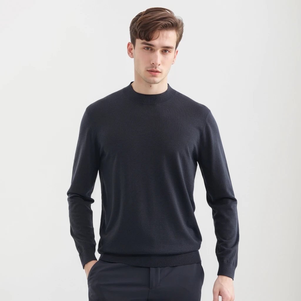 【吉岚专属】 2024新款男士秋冬100%精纺绵羊毛半高领羊毛衫HM131