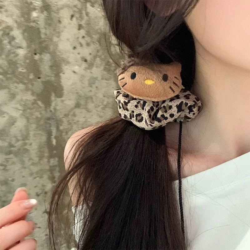 M  0011     可爱卡通豹纹大肠圈马尾发饰扎头发皮筋皮绳