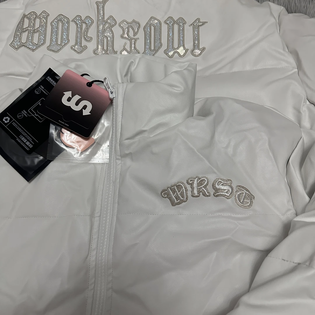 Work白色pu棉服爆款潮流首选