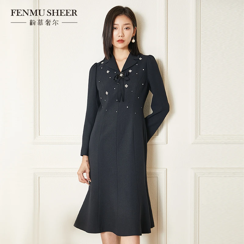 【粉丝专享】粉慕奢尔时装周走秀款『凯丽王妃』法式鱼尾连衣裙-D1611