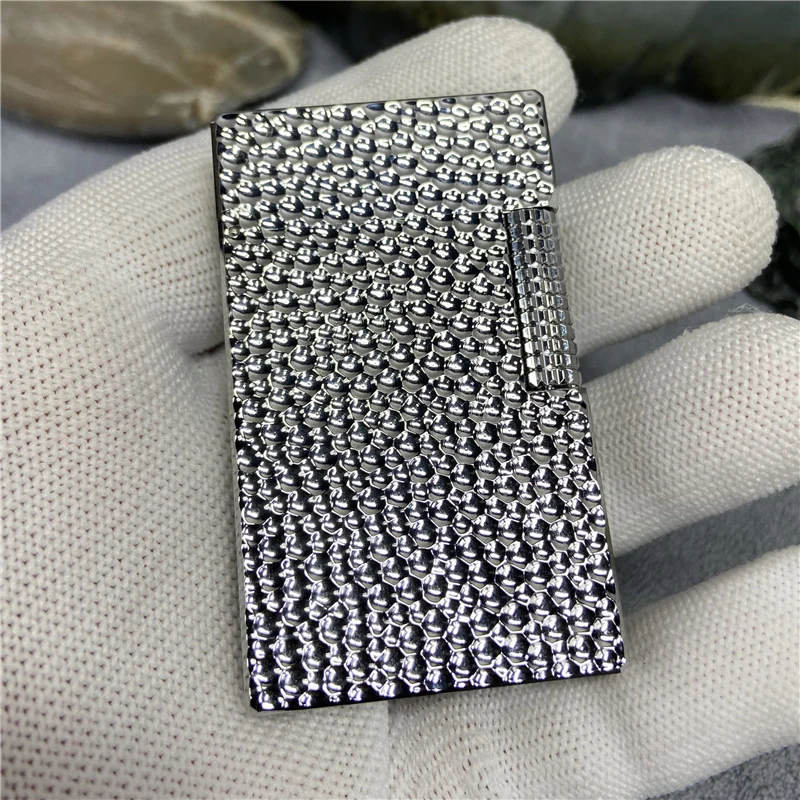 好运达R10侧滑朗声煤油打火机镀银陨石坑钢音原装银色时尚双面