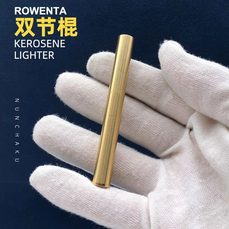 双节棍迷你袖珍煤油打火机老式复古砂轮黄铜创意个性怀旧网红火机