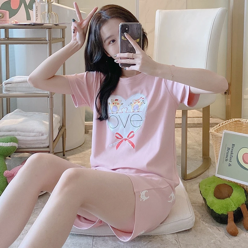 夏季睡衣女款爆款2025新款可外穿夏天短袖短裤学生纯棉家居服套装