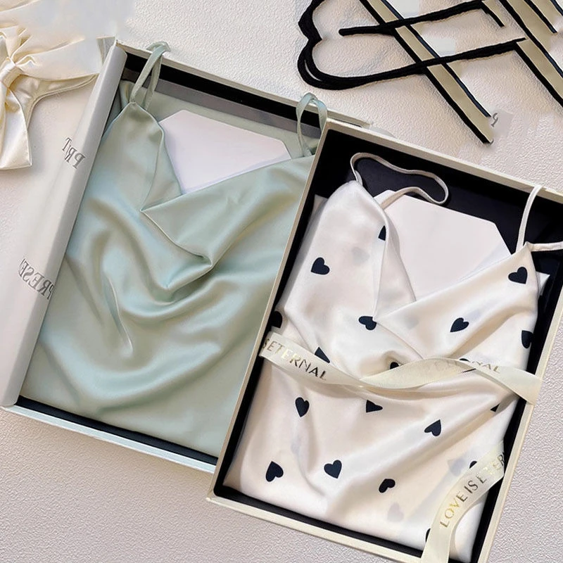 弹力牛油果绿轻奢荡领吊带睡裙女夏季冰丝性感气质显瘦睡裙薄款