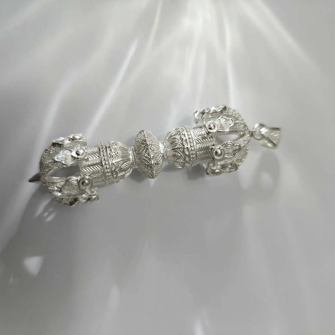 吊坠足银 足银降魔金刚杵吊坠