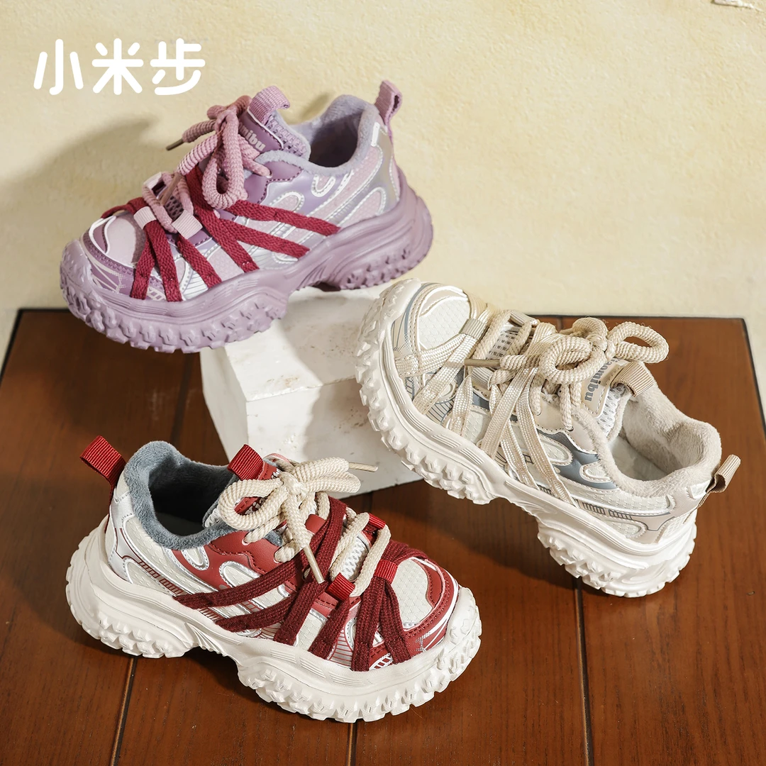 小米步【酒心巧克】女童鞋子2024年秋季时尚新款儿童软底老爹